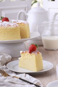 Close-up of dessert in plate on table