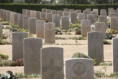 View of cross in cemetery