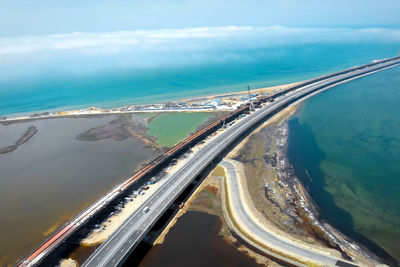 Aerial view of sea against sky