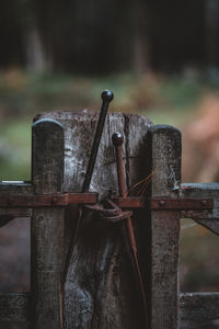 Close-up of old wooden fence