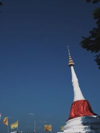 Low angle view of traditional building against blue sky