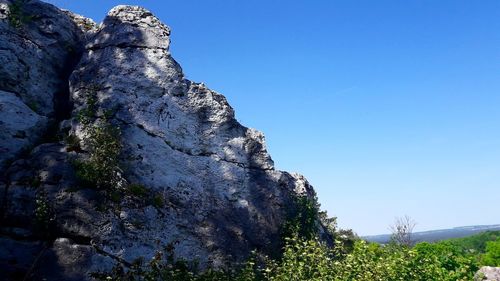 Low angle view of rock formation against sky