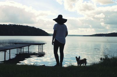 Scenic view of lake against sky