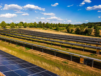 Fields with solar panels in the countryside