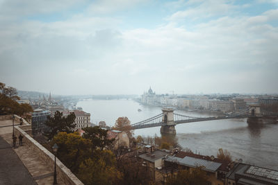 High angle view of bridge over river