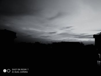 Silhouette of building against sky during sunset