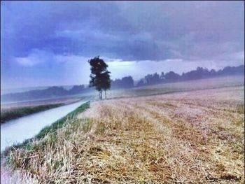 Scenic view of landscape against cloudy sky