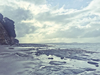 Scenic view of frozen sea against sky