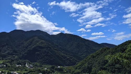 Low angle view of mountains against sky