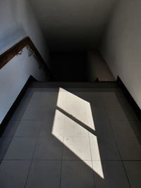 High angle view of tiled floor in building