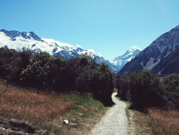 Scenic view of mountains against clear sky