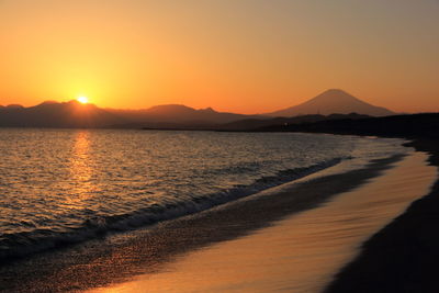 Scenic view of sea against sky during sunset