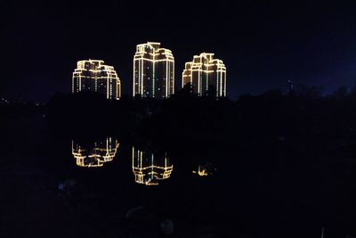 Illuminated city at night