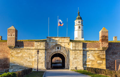 View of historical building against blue sky