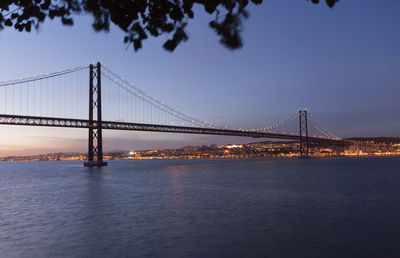 View of suspension bridge in city