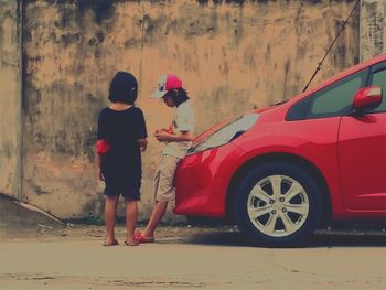 Full length of woman in train
