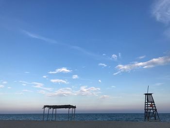 Scenic view of sea against blue sky