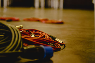 Close-up of shoes on table