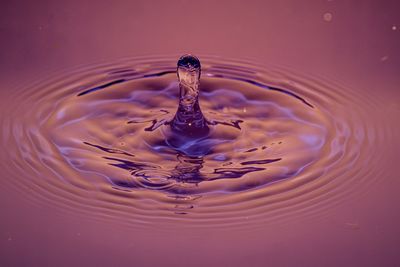 Close-up of drop splashing in water
