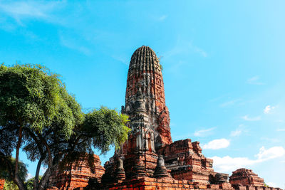 Low angle view of temple building against sky