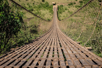 View of railroad tracks amidst trees in forest