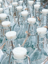 High angle view of empty glasses on table