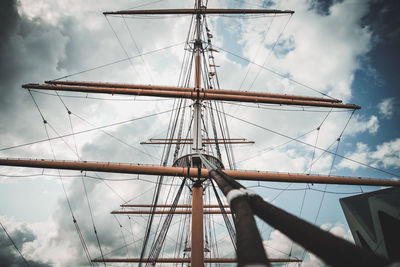 Low angle view of sailboat against sky