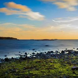 Scenic view of sea at sunset