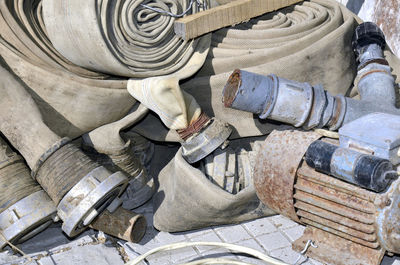 High angle view of old sculpture