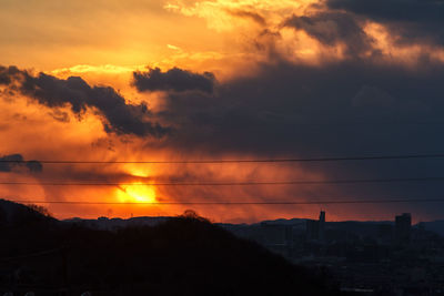 Scenic view of dramatic sky during sunset