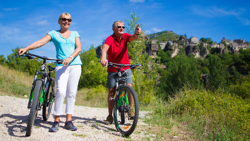 Woman riding bicycle