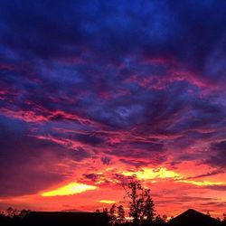 Low angle view of cloudy sky at sunset