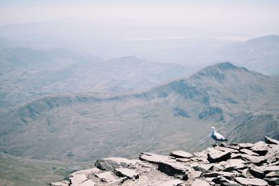 High angle view of mountains against sky