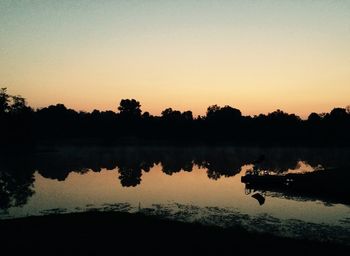 Scenic view of calm lake at sunset