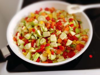 Close-up of served salad in bowl