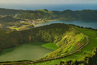 High angle view of landscape against sky