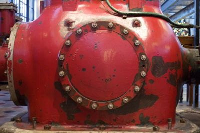 Close-up of red machinery