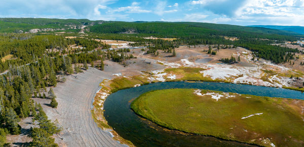 Upper geyser basin of yellowstone national park, wyoming, united states