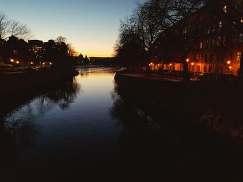 Scenic view of river against sky at sunset