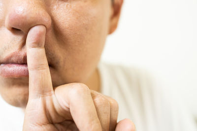 Close-up of man with hands