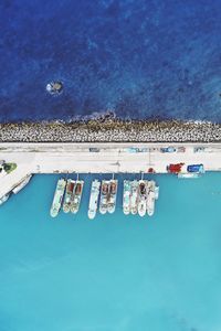 Aerial view of boats on sea