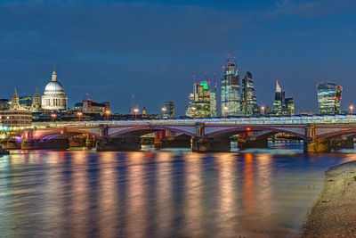 St pauls cathedral, blackfriars bridge and the city of london at night