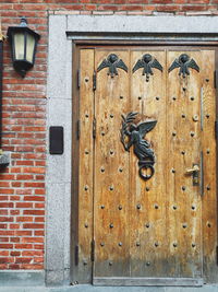 Closed door of old building