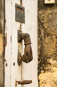 Close-up of rusty metal door