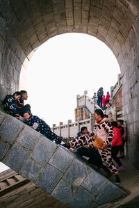 Group of people in front of building