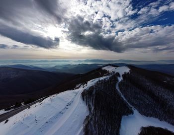 Campo catino landscape view on ciociaria valley cloudy day in italy winter 2020 covid period