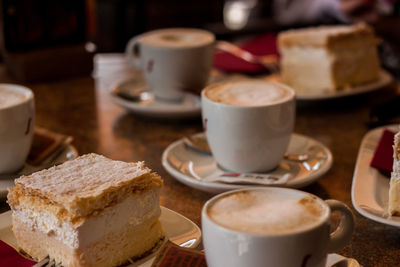 Close-up of coffee cup on table