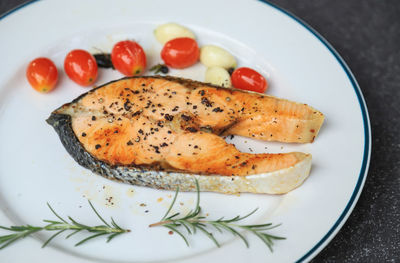 High angle view of meal served in plate