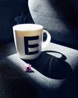 Close-up of coffee cup on table