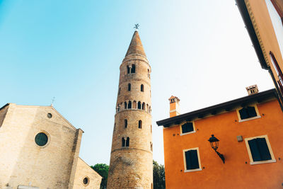 Low angle view of historic building against clear sky